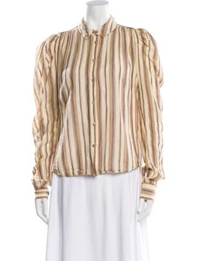 Pre-owned Ulla Johnson Striped Long Sleeve Blouse In Multi