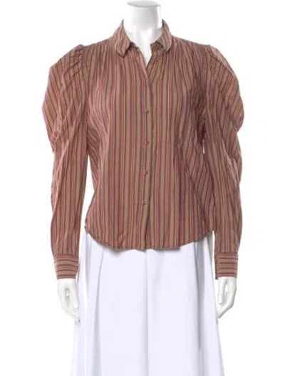 Pre-owned Ulla Johnson Striped Long Sleeve Blouse In Neutral