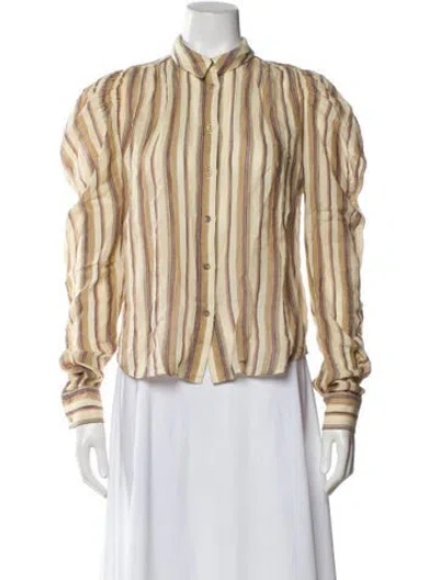 Pre-owned Ulla Johnson Striped Long Sleeve Blouse In Neutral