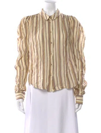 Pre-owned Ulla Johnson Striped Long Sleeve Blouse In Neutral