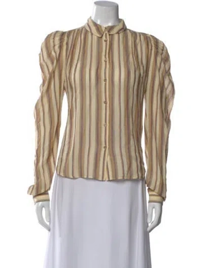 Pre-owned Ulla Johnson Striped Long Sleeve Blouse In Neutral