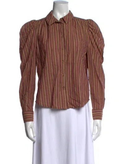 Pre-owned Ulla Johnson Striped Long Sleeve Blouse In Neutral