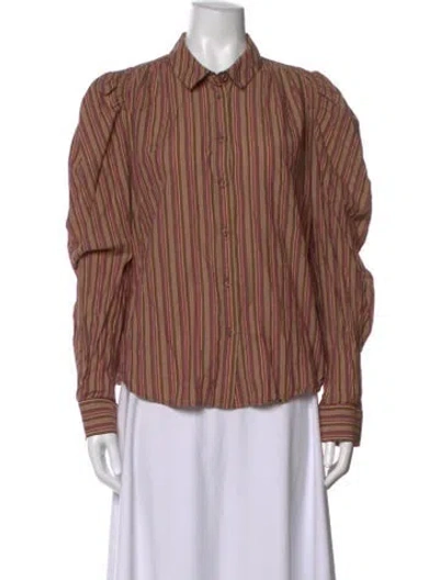 Pre-owned Ulla Johnson Striped Long Sleeve Blouse In Neutrals