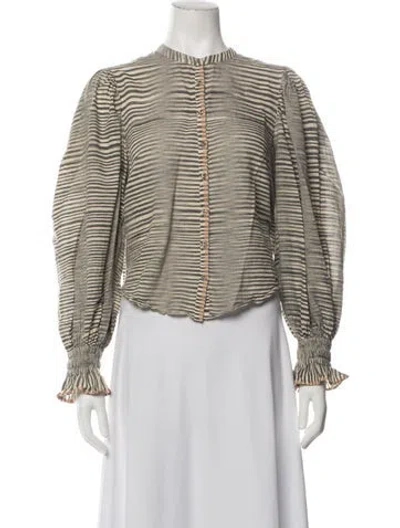 Pre-owned Ulla Johnson Striped Long Sleeve Blouse In Neutrals