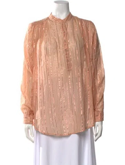 Pre-owned Ulla Johnson Striped Long Sleeve Blouse In Pink
