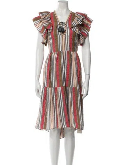 Pre-owned Ulla Johnson Striped Midi Length Dress