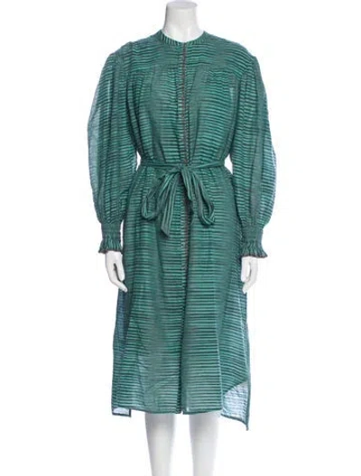 Pre-owned Ulla Johnson Striped Midi Length Dress In Blue