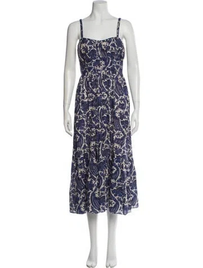 Pre-owned Ulla Johnson Striped Midi Length Dress In Blue