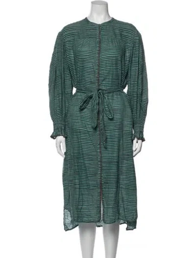 Pre-owned Ulla Johnson Striped Midi Length Dress In Blue