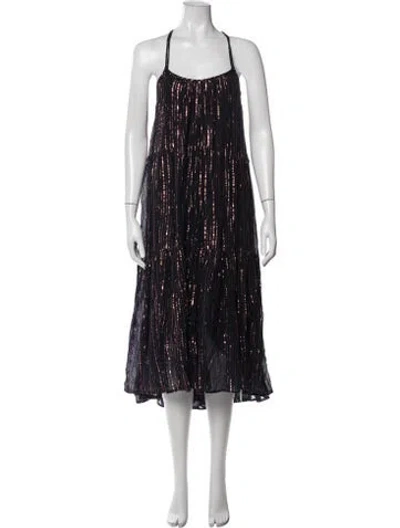 Pre-owned Ulla Johnson Striped Midi Length Dress In Blue