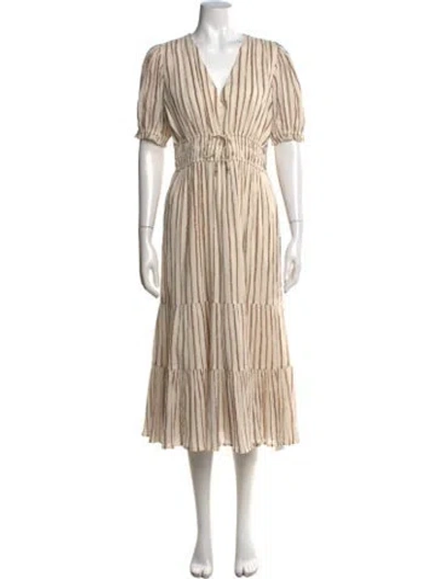 Pre-owned Ulla Johnson Striped Midi Length Dress In Blue/metallic/neutrals