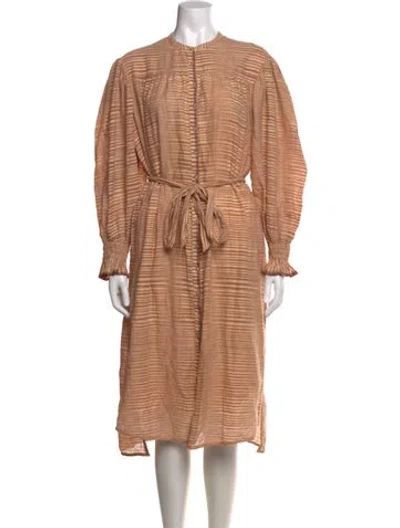 Pre-owned Ulla Johnson Striped Midi Length Dress In Brown