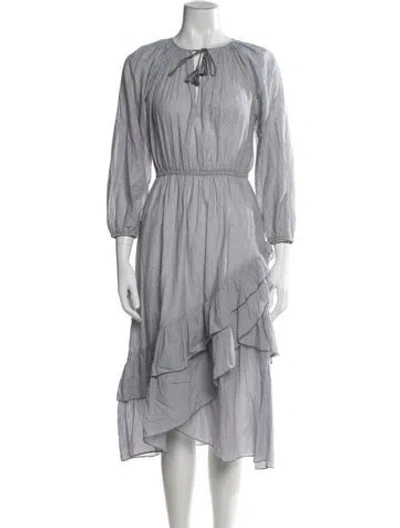 Pre-owned Ulla Johnson Striped Midi Length Dress In Gray