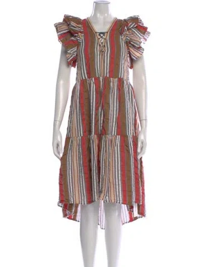 Pre-owned Ulla Johnson Striped Midi Length Dress In Multi