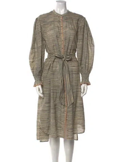 Pre-owned Ulla Johnson Striped Midi Length Dress In Neutral