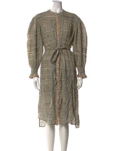 Pre-owned Ulla Johnson Striped Midi Length Dress In Neutral