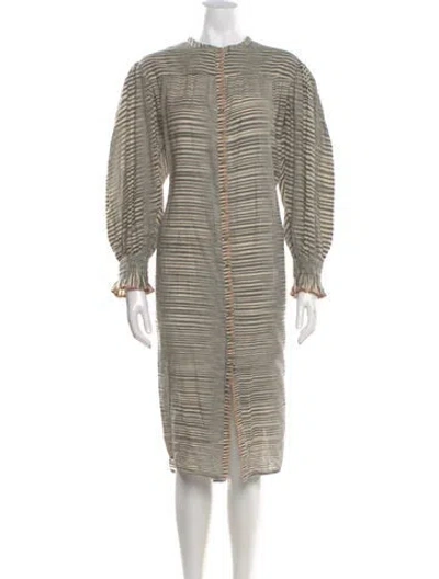 Pre-owned Ulla Johnson Striped Midi Length Dress In Neutral