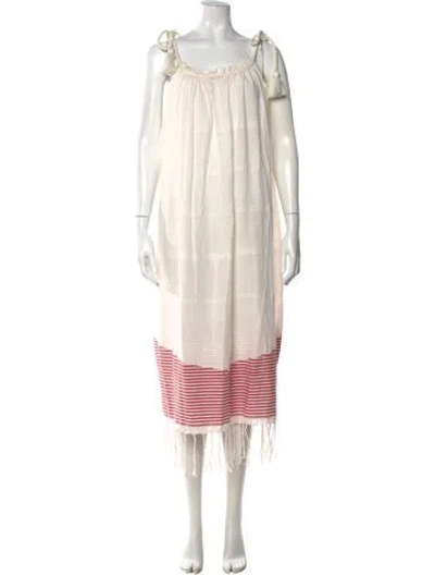 Pre-owned Ulla Johnson Striped Midi Length Dress In Neutral