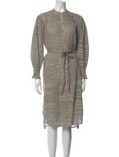 Pre-owned Ulla Johnson Striped Midi Length Dress In Neutral