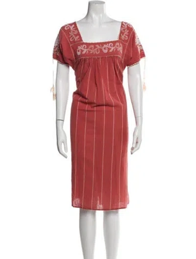 Pre-owned Ulla Johnson Striped Midi Length Dress In Red