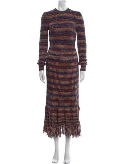 Pre-owned Ulla Johnson Striped Midi Length Dress In Red