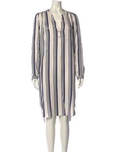 Pre-owned Ulla Johnson Striped Midi Length Dress In White