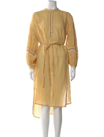 Pre-owned Ulla Johnson Striped Midi Length Dress In Yellow