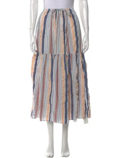 Pre-owned Ulla Johnson Striped Midi Length Skirt In Blue