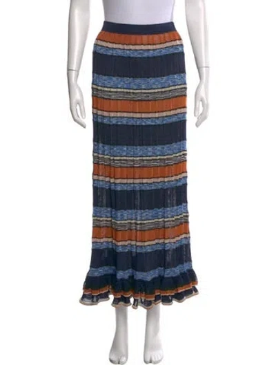 Pre-owned Ulla Johnson Striped Midi Length Skirt In Blue