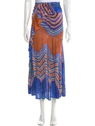 Pre-owned Ulla Johnson Striped Midi Length Skirt In Blue