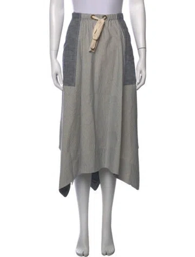 Pre-owned Ulla Johnson Striped Midi Length Skirt In Blue/grey