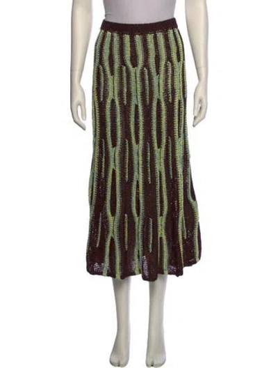 Pre-owned Ulla Johnson Striped Midi Length Skirt In Green
