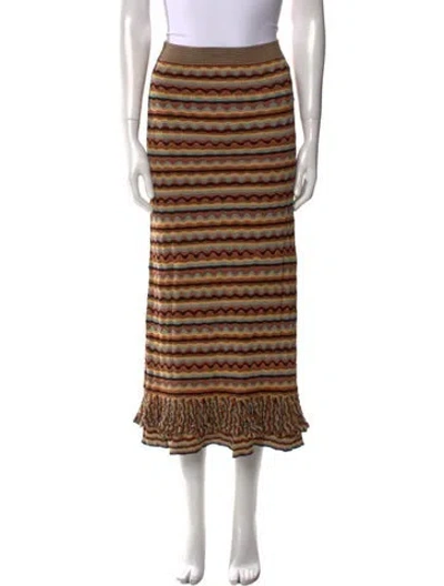 Pre-owned Ulla Johnson Striped Midi Length Skirt In Multi