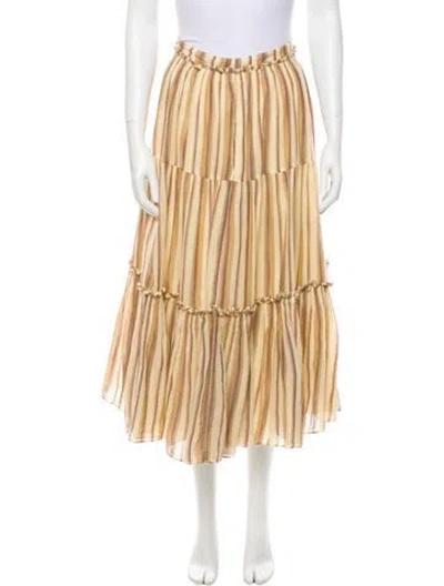 Pre-owned Ulla Johnson Striped Midi Length Skirt In Purple