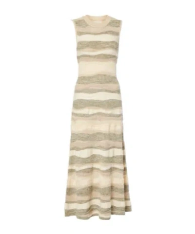 Ulla Johnson Striped Mid-length Dress In Neutral