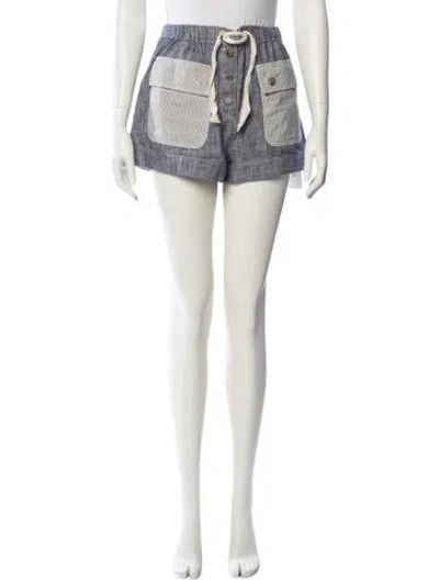 Pre-owned Ulla Johnson Striped Mini Shorts In Blue