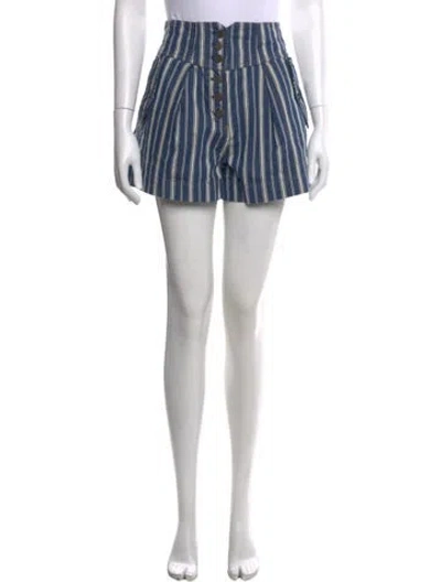 Pre-owned Ulla Johnson Striped Mini Shorts In Blue