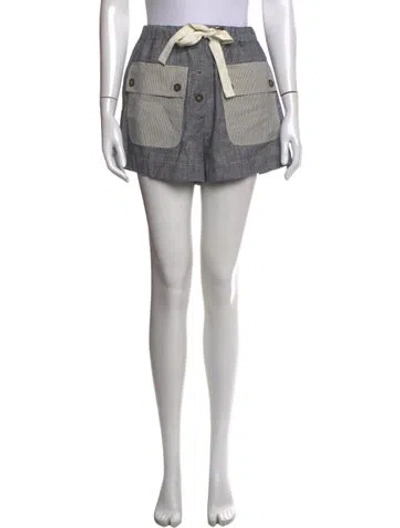 Pre-owned Ulla Johnson Striped Mini Shorts W/ Tags In Blue
