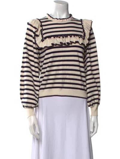 Pre-owned Ulla Johnson Striped Mock Neck Sweater In Blue