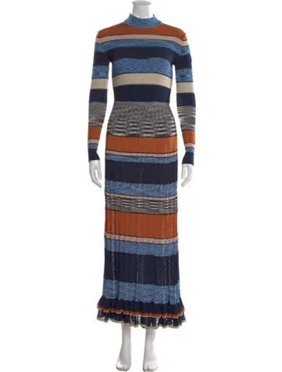 Pre-owned Ulla Johnson Striped Mock Neck Sweater In Blue