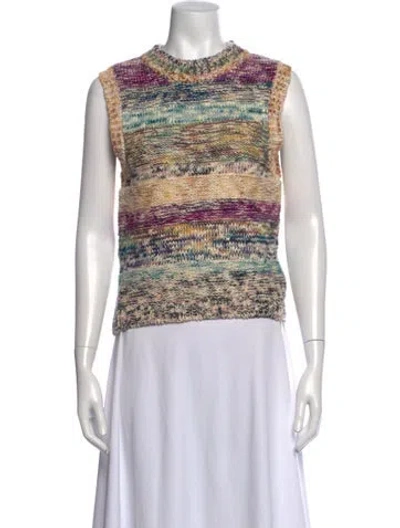 Pre-owned Ulla Johnson Striped Mock Neck Sweater In Blue