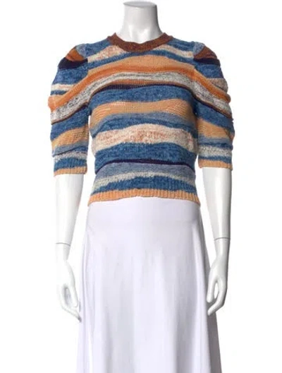 Pre-owned Ulla Johnson Striped Mock Neck Sweater In Blue