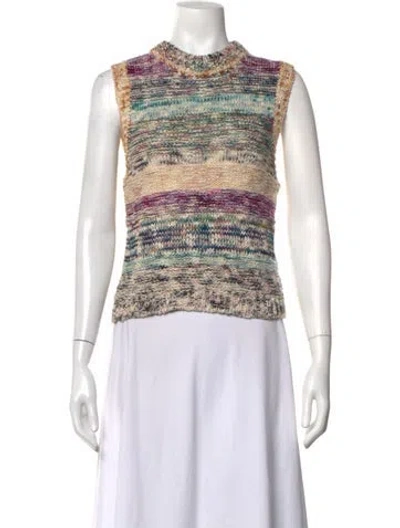 Pre-owned Ulla Johnson Striped Mock Neck Sweater In Multicolor