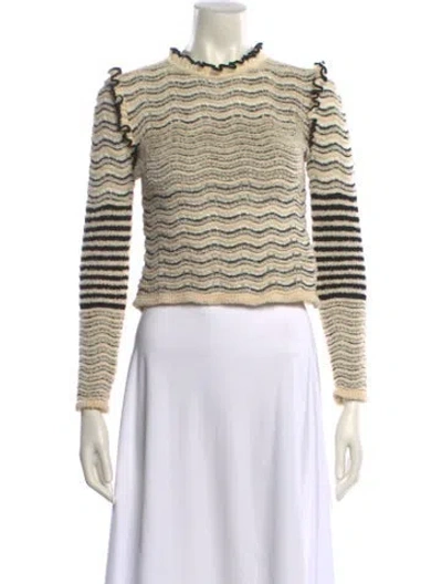 Pre-owned Ulla Johnson Striped Mock Neck Sweater In Neutral