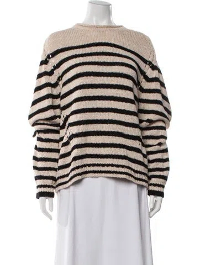 Pre-owned Ulla Johnson Striped Mock Neck Sweater In Neutral