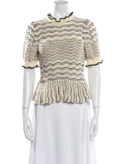 Pre-owned Ulla Johnson Striped Mock Neck Sweater In Neutrals
