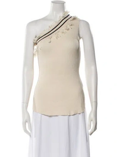 Pre-owned Ulla Johnson Striped One-shoulder Top In Neutral