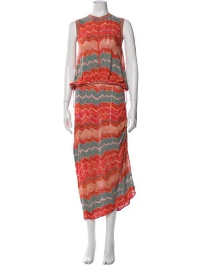 Pre-owned Ulla Johnson Striped Ruffle Embellishment Skirt Set In Orange