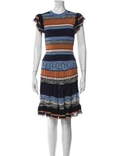 Pre-owned Ulla Johnson Striped Ruffle Embellishment Skirt Suit In Blue