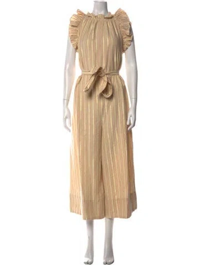 Pre-owned Ulla Johnson Striped Scoop Neck Jumpsuit In Neutral